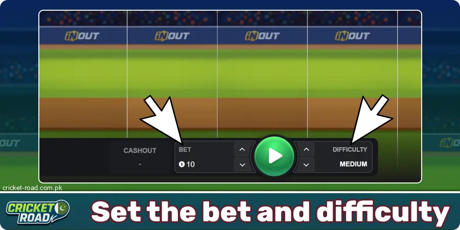 Choose your bet amount at Cricket Road Pakistan