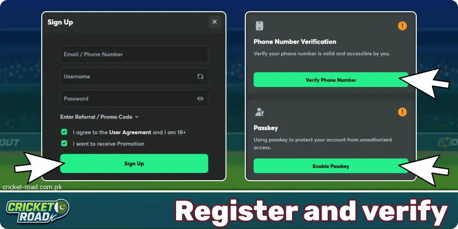 Register at Cricket Road Pakistan