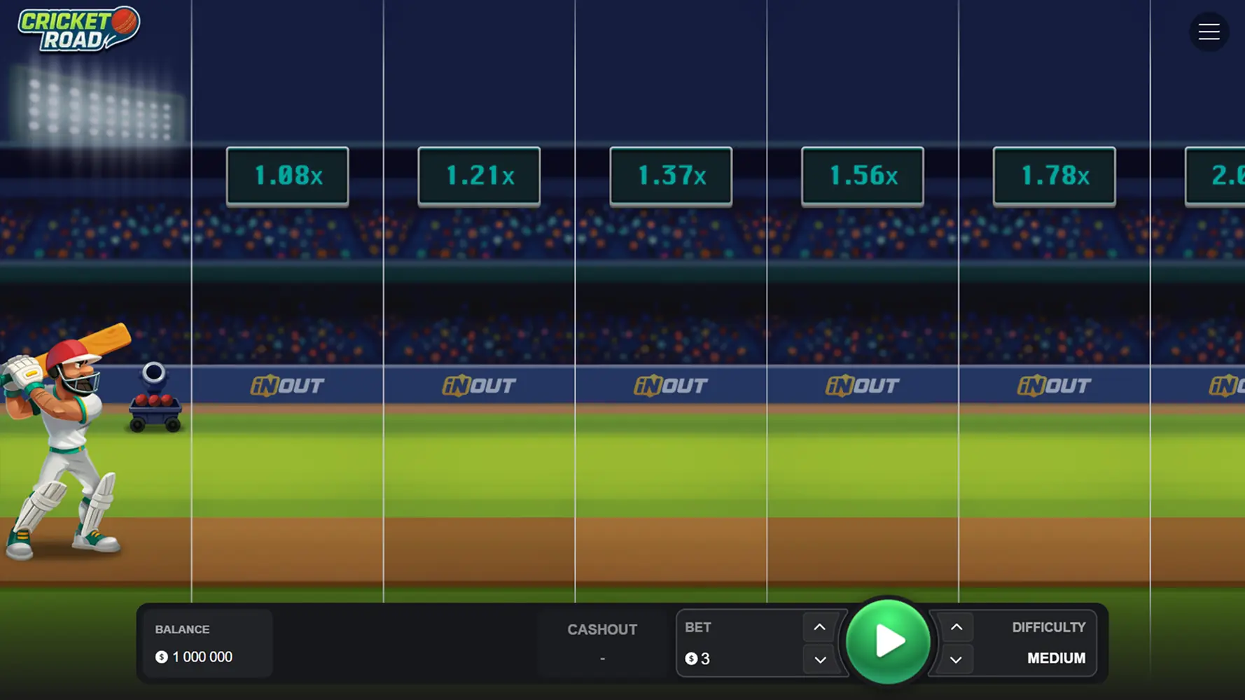 Screenshot of the start of Cricket Road PK