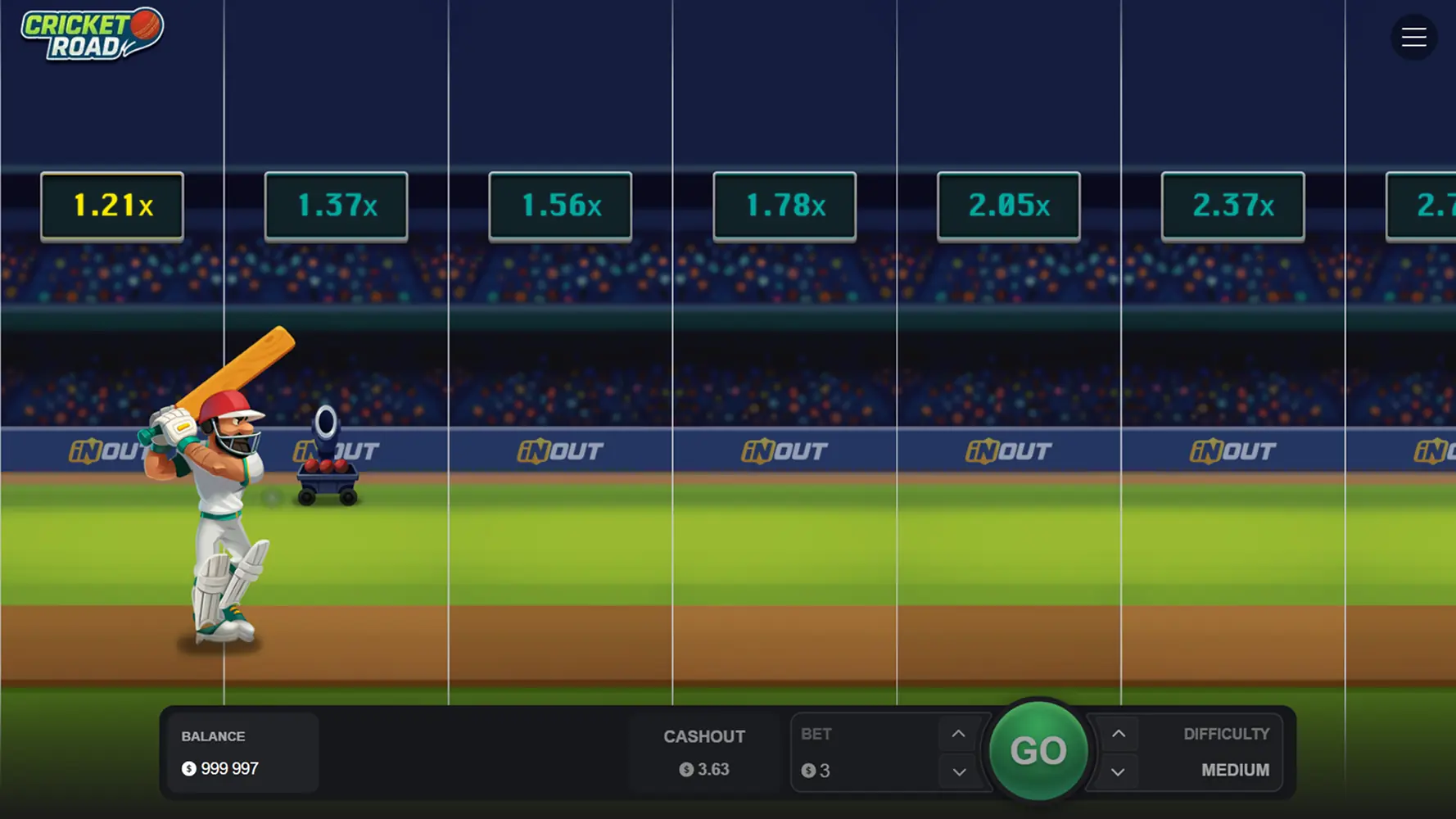 Screenshot of hitting the ball in Cricket Road PK